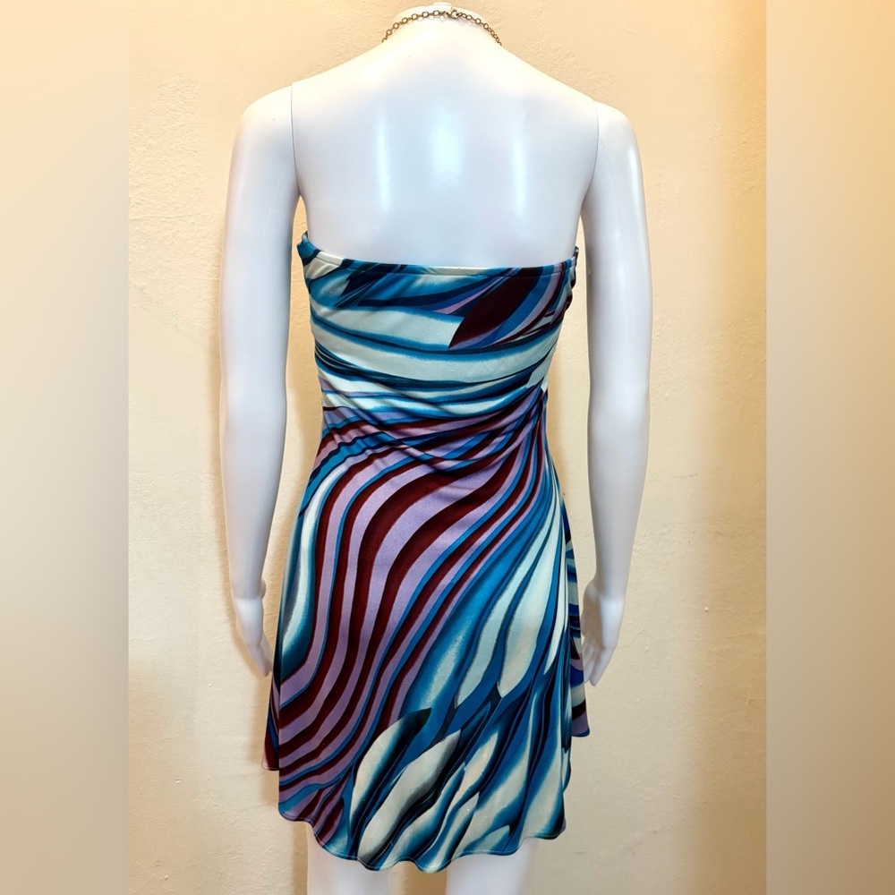SKY Statement Necklace Swirl Print Strapless Mini Dress - Size Small - Picture 9 of 12